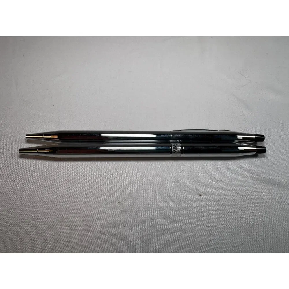 Cross Chrome Ballpoint Pen Mechanical Pencil Set USA Made Vintage